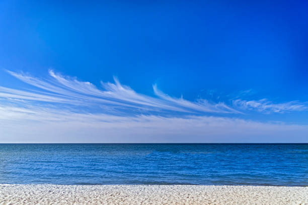 Blue sky cirrus clouds sea panorama