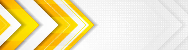 ilustrações de stock, clip art, desenhos animados e ícones de orange and grey hi-tech corporate banner design - yellow and white