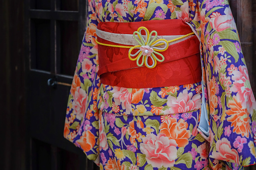 Close up shot of Japanese kimono