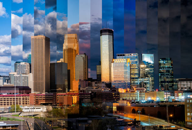 istock Minneapolis Skyline - Day to Night 1147051011