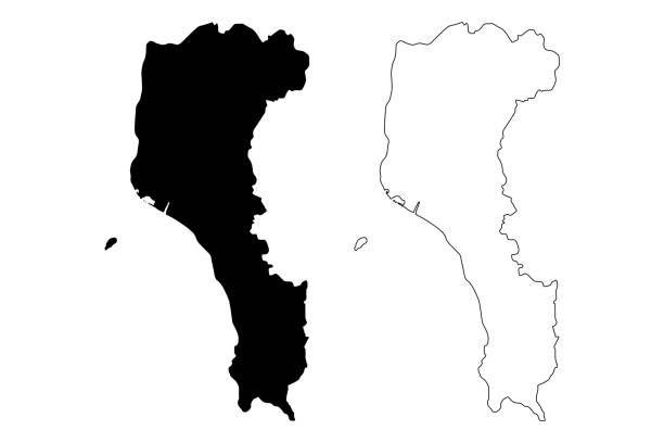 Pingtung County map vector Pingtung County (Administrative divisions of Taiwan, Republic of China, ROC, Counties) map vector illustration, scribble sketch Pingtung map chaozhou guangdong stock illustrations