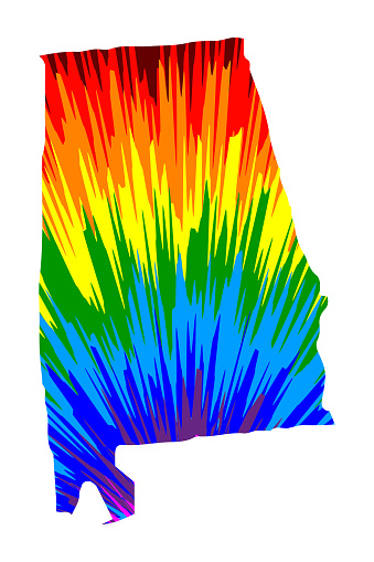 Alabama Map Creative Alabama Map Is Designed Rainbow Abstract Colorful Pattern Stock ...