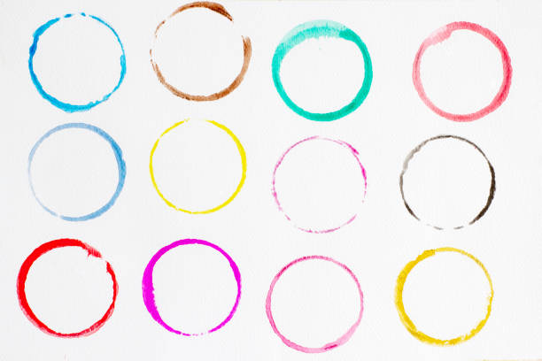 Circle shape design elements. Set of multicolored watercolor, Abstract illustration on a white background