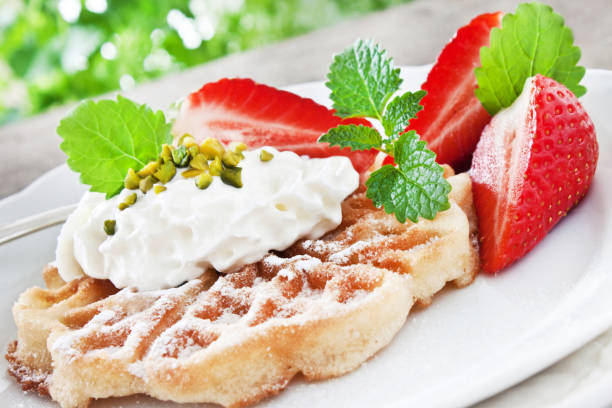 istock Wafers and strawberries with cream 1147057920