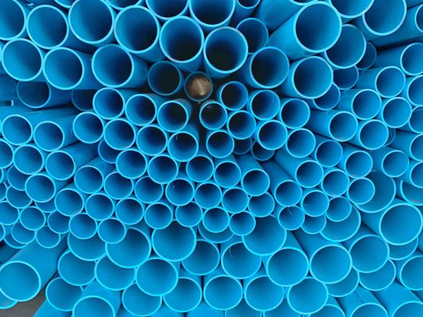 istock Bangkok, Thailand, May 5, 2019 : PVC Water Pipe in various sizes in storage for distribution  For use in construction and transmission and drainage systems 1147058046