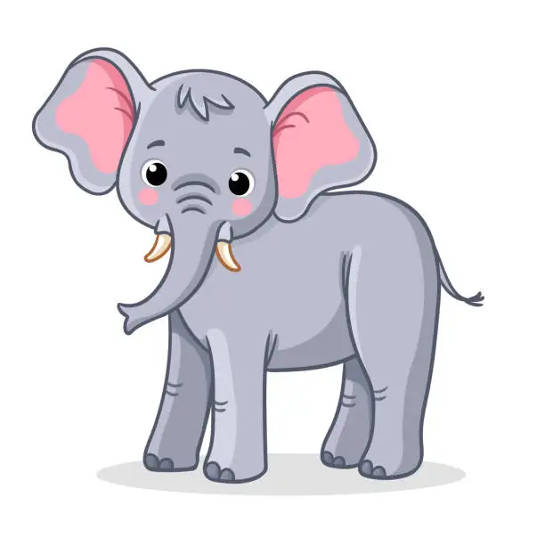 Vector illustration of Elephant stands on a white background. Vector illustration