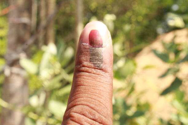 female finger marked after vote