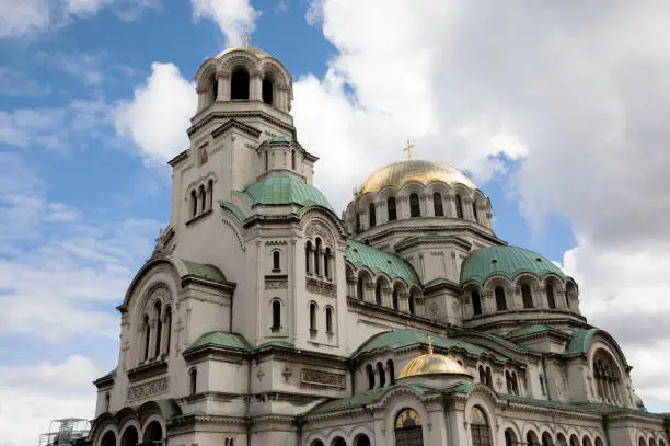 View of St. Al. Nevski church, Sofia,Bulgaria, Church Aleksander Nevski, Sofia Bulgaria. Exterior, historical.