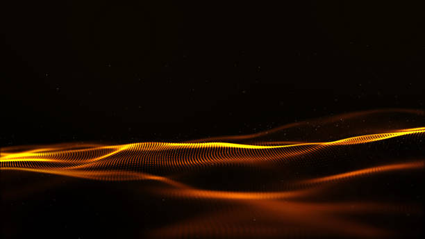 istock Abstract gold color digital particles wave with bokeh and light motion background 1147065320