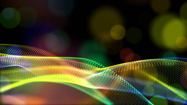 istock Abstract rainbow color or hologram color digital particles wave with bokeh flow background 1147065465