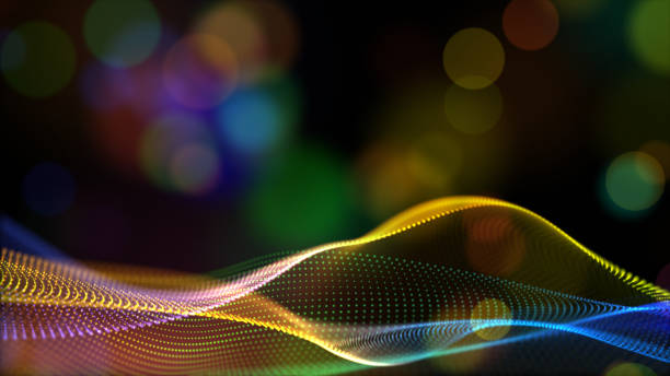 istock Abstract rainbow color or hologram color digital particles wave with bokeh flow background 1147065467