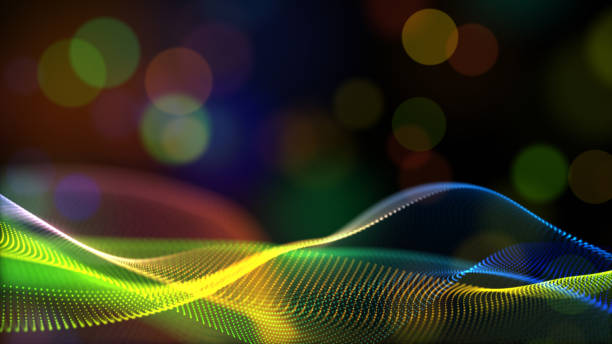 istock Abstract rainbow color or hologram color digital particles wave with bokeh flow background 1147065471