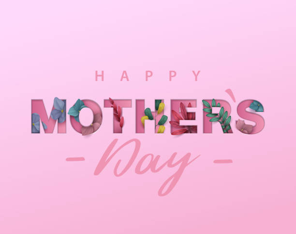 ilustrações de stock, clip art, desenhos animados e ícones de happy mothers day background with flowers. cut out paper letters - mother gift