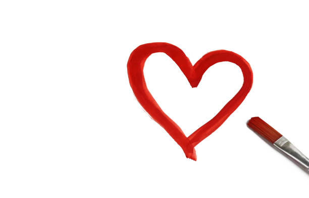 istock red heart shape painted with watercolors and a brush 1147072332