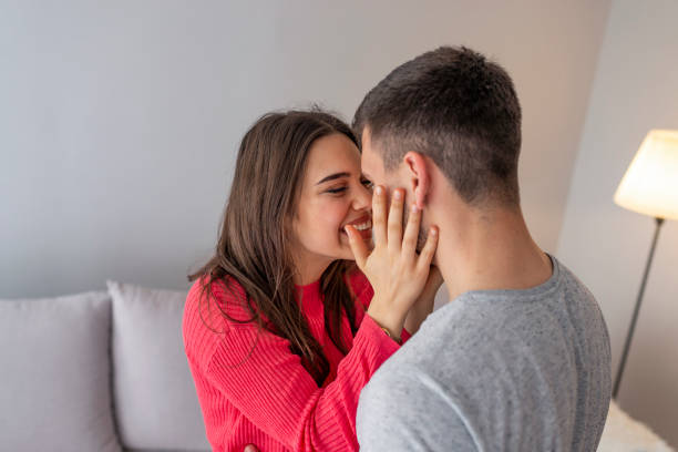 istock Beautiful young couple at home. 1147072864