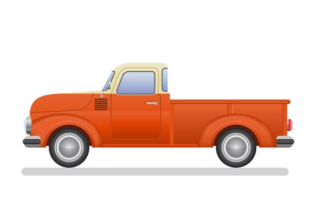 istock Vintage pickup truck vector illustration isolated on white background 1147073906