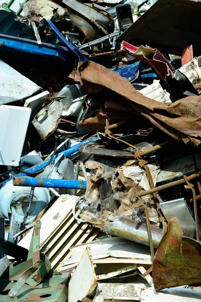 istock Scrap yard, scrap metal on waste dump in a recycling company 1147075339