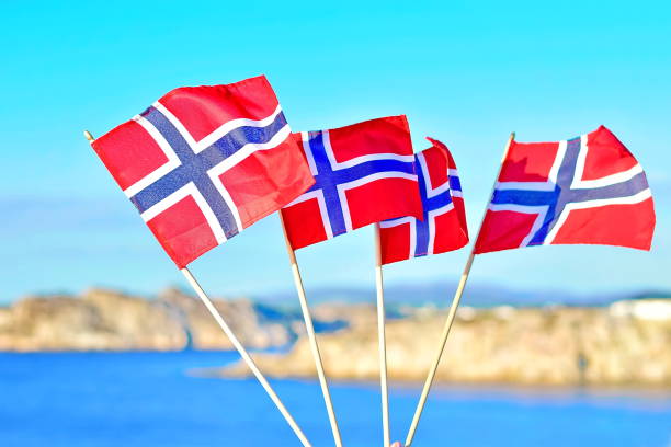 istock Four flags of Norway 1147079427
