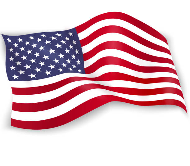 美國國旗在白色背景被隔絕。美國星條旗。陣亡將士紀念日7月4日獨立日海報、傳單、卡片的飄揚標誌設計。向量例證 - us flag 幅插畫檔、美工圖案、卡通及圖標