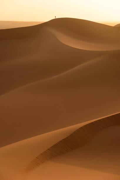 istock Desert  landscape with a little man silhouette 1147088730