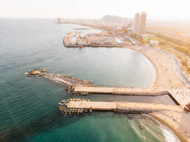 istock Aerial view of Barceloneta beach 1147094997