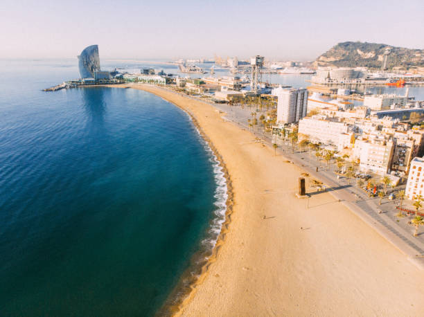 La Barceloneta Beach La Barceloneta Beach barcelona beach stock pictures, royalty-free photos & images