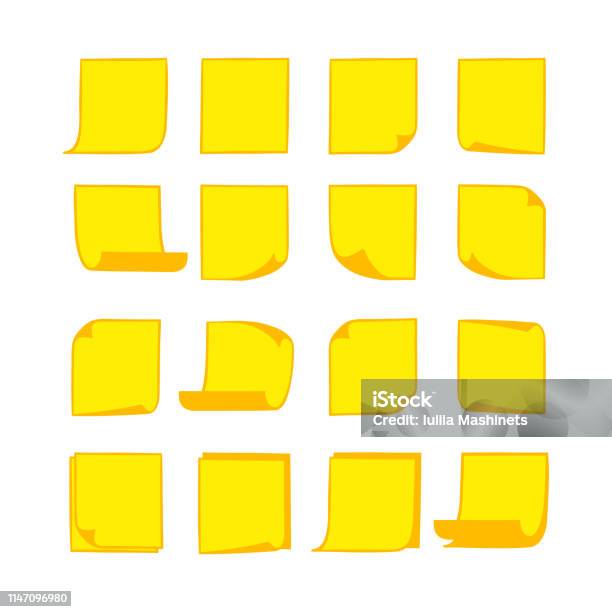 Note Papers Yellow 2 Stock Illustration - Download Image Now - Adhesive ...