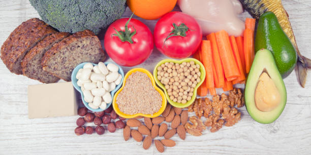 istock Nutritious ingredients and products containing vitamin B3 (PP, niacin) and other natural minerals, concept of healthy lifestyle and nutrition. 1147097828