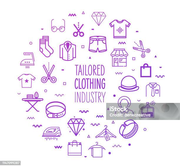 Tailored Clothing Industry Outline Style Infographic Design Stock Illustration - Download Image Now