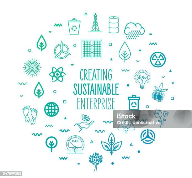 Creating Sustainable Enterprises Outline Style Infographic Design Stock Illustration - Download Image Now