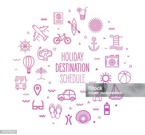 Holiday Destinations Schedules Outline Style Infographic Design Stock Illustration - Download Image Now