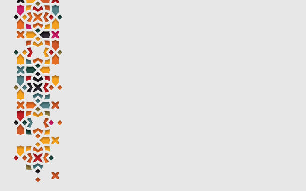 Arabic arabesque design greeting card for Ramadan Kareem.Islamic ornamental colorful detail of mosaic.Vector illustration. Arabic arabesque design greeting card for Ramadan Kareem.Islamic ornamental colorful detail of mosaic.Vector illustration. arab culture stock illustrations