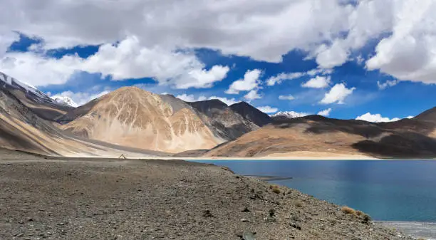 Beautiful panorama of world's Tallest lake located in Ladakh region.
It shares geographic border between China and India.