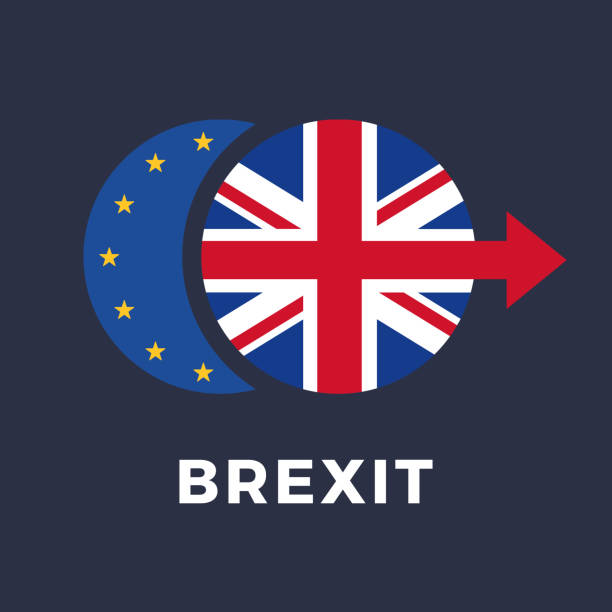 브 렉 시트. 유럽 연합을 떠난 영국. 벡터 일러스트 - european community government flag sign stock illustrations