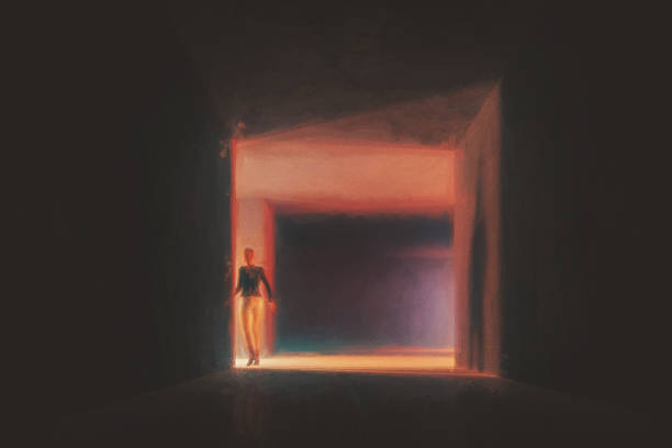 istock Woman walking in underground city corridor 1147105183