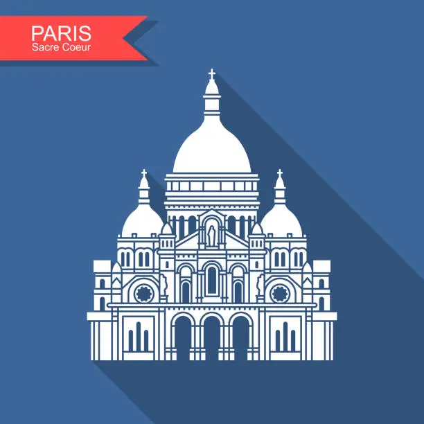Vector illustration of Basilica of the Sacre Coeur Paris. France monument landmark icon