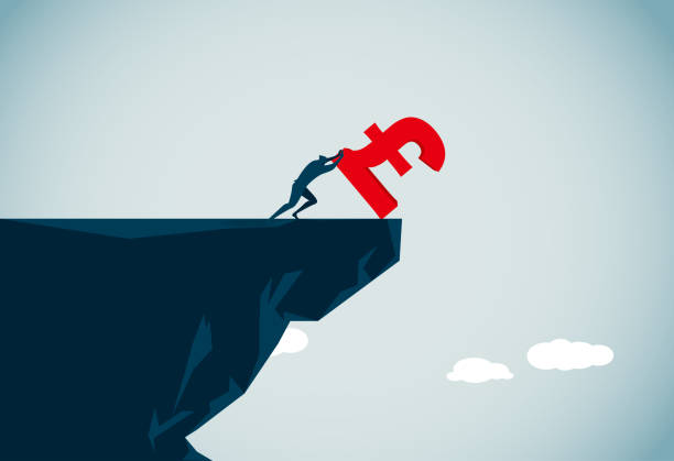 pushing commercial illustrator british falling pounds stock illustrations