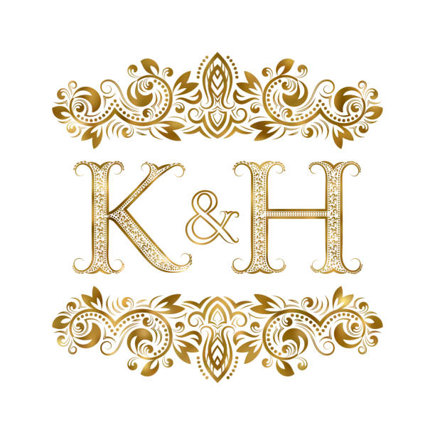 K And H Vintage Initials Symbol The Letters Are Surrounded By