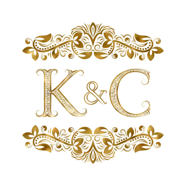K And C Vintage Initials Symbol The Letters Are Surrounded By