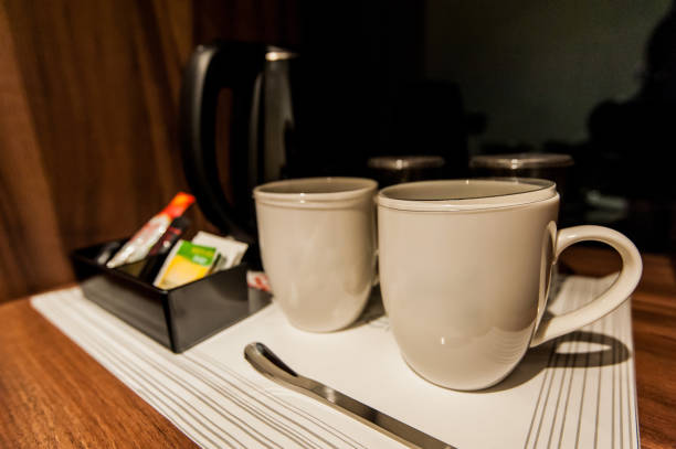 coffee cups and tea bags,
