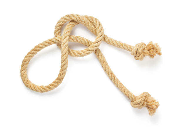 corde de navire d’isolement sur le blanc - tied knot photos et images de collection