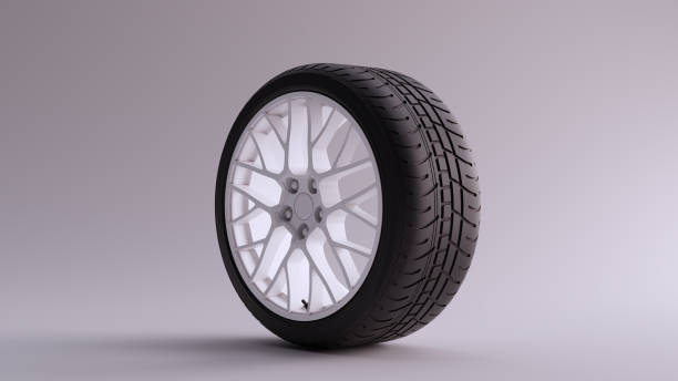 istock White Alloy Rim Wheel with a Complex Multi Spokes Open Wheel Design with Racing Tyre 1147118427