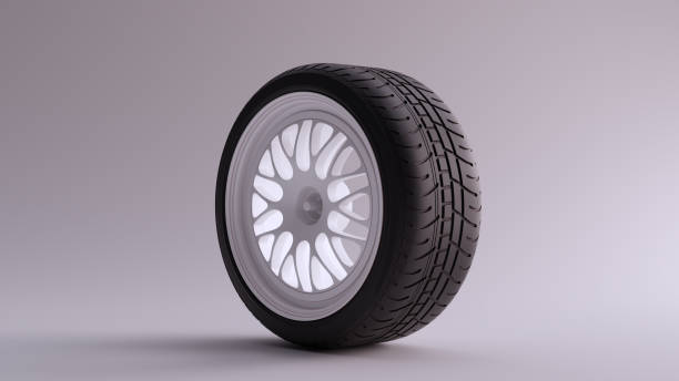 istock White Alloy Rim Wheel with a Complex Multi Star Spoke Pattern Open Wheel Design  with Racing Tyre 1147118574