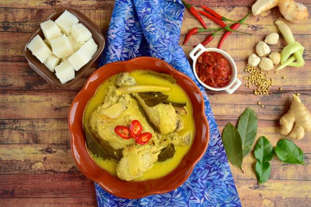 istock Opor ayam, chicken cooked in coconut milk from Central Java, Indonesia. Served with lontong and sambal. Popular dish for lebaran or Eid al-Fitr 1147121781