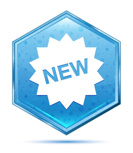 illustrations, cliparts, dessins animés et icônes de nouvelle étoile badge icône cristal bleu bouton hexagone - two dimensional shape star crystal symbol