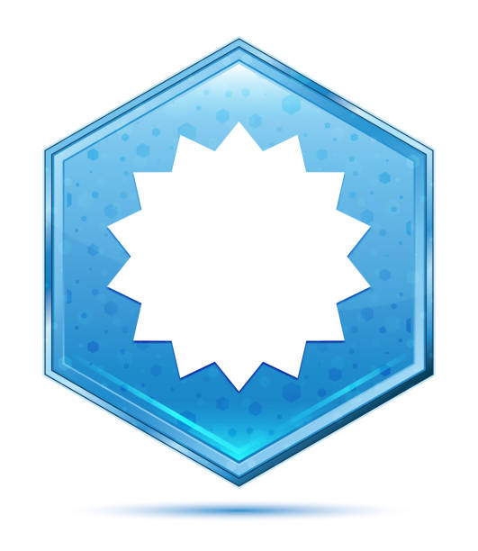 illustrations, cliparts, dessins animés et icônes de étoile badge icône cristal bleu bouton hexagone - two dimensional shape star crystal symbol