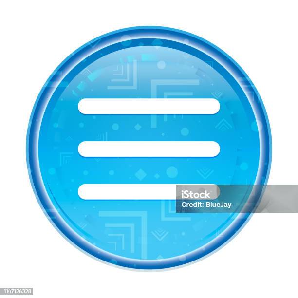 Hamburger Menu Bar Icon Floral Blue Round Button Stock Illustration - Download Image Now - Bar Graph, Blogging, Blue