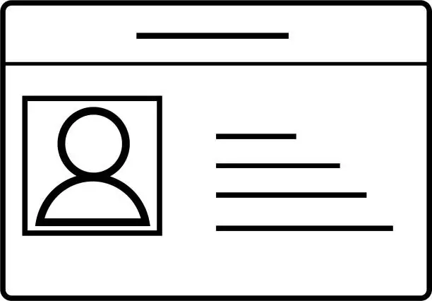 Vector illustration of Car Driver Licence, ID Card Outline Vector Icon