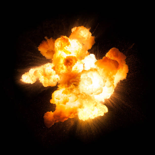 texture d’une explosion enflammée - explosion photos et images de collection
