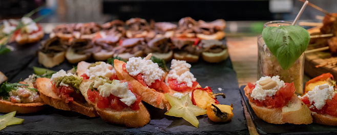 Close-up of canape appetizers